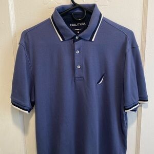 Mens Blue and White Nautica Polo